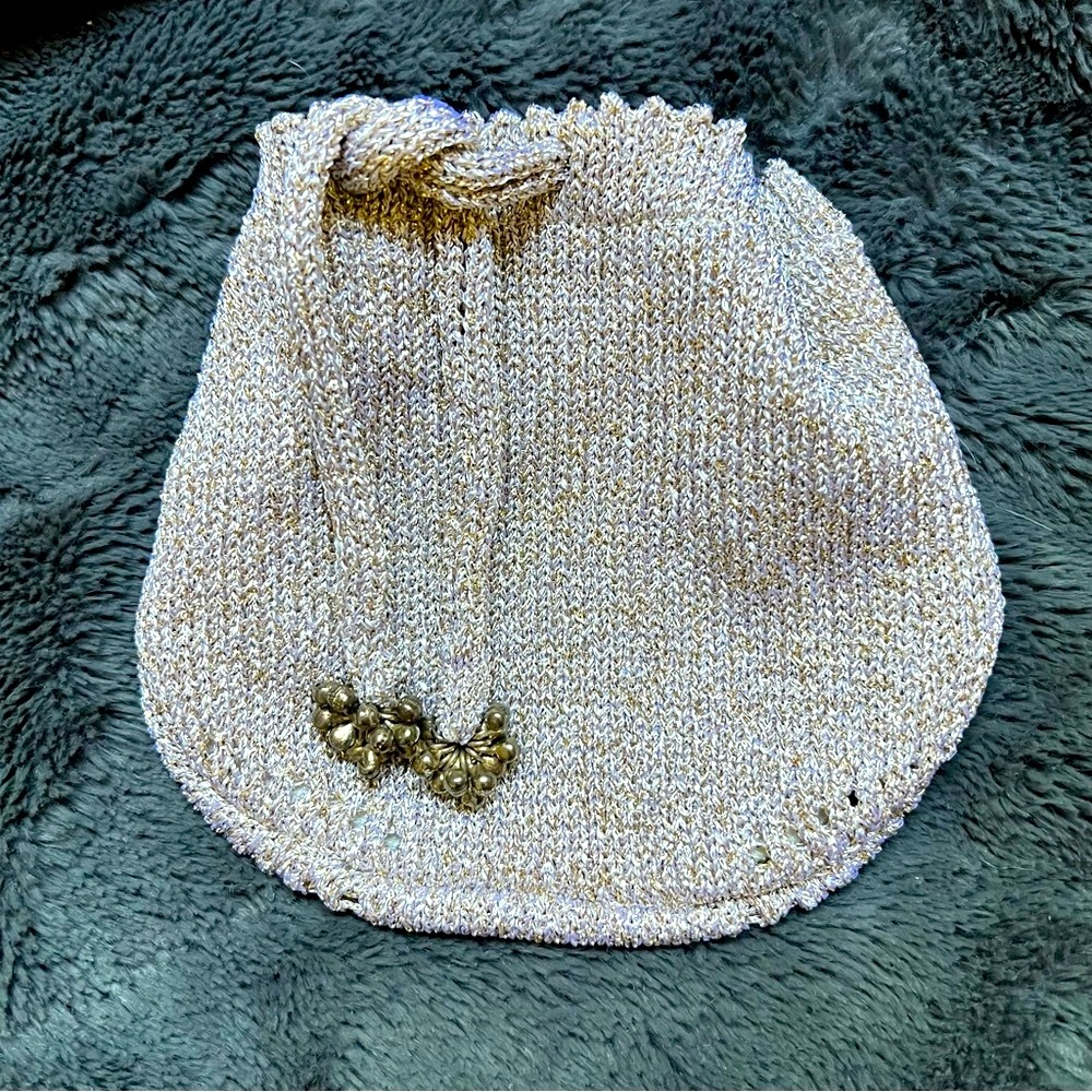 Vintage Lyme London Metallic Knit Evening Pouch Bag 1940s 50s